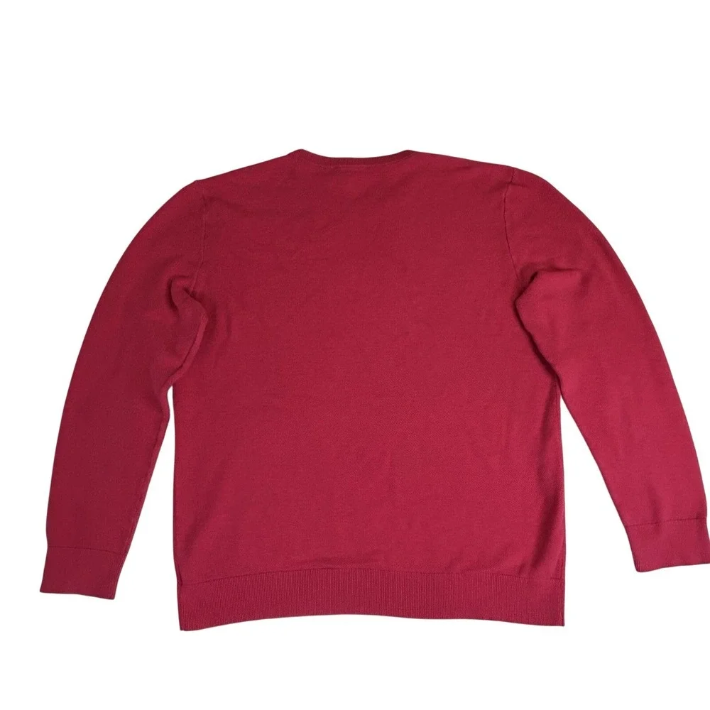 Theory Riland Pique Sweater Crewneck Raspberry Pink Red Men's Size‎ XL